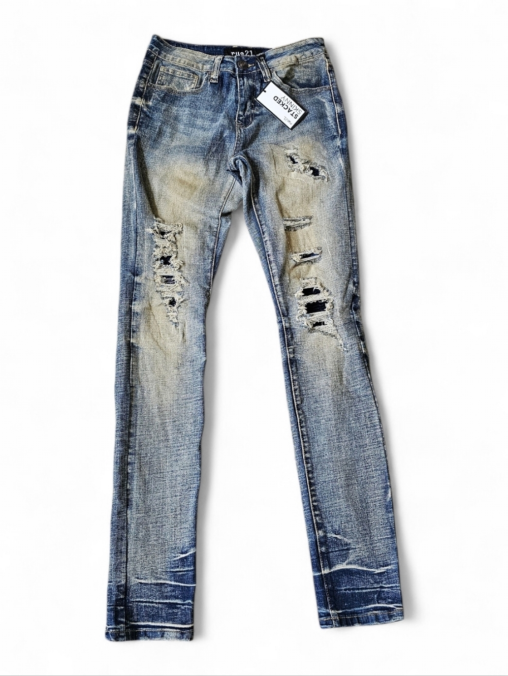 Rue21 Stacked Skinny Distressed Jeans NWT